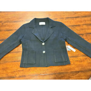 Six/Fifty Cropped Button Up Cardigan / Blazer Black, Size Small